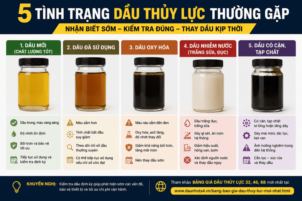 5 tình trạng dầu thủy lực thường gặp và dấu hiệu cần thay dầu
