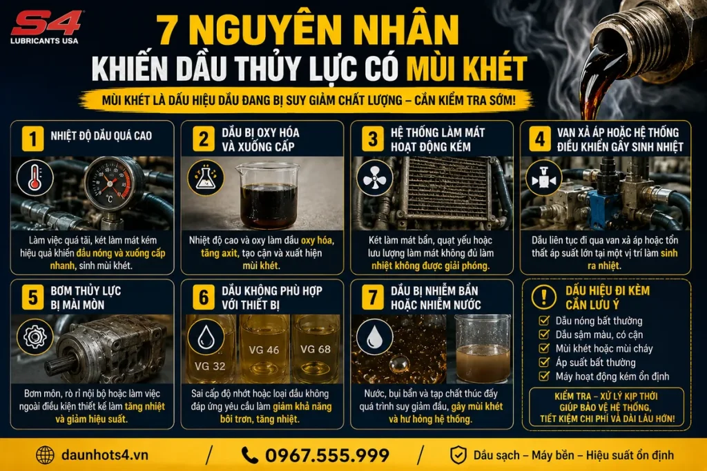 7 nguyên nhân khiến dầu thủy lực có mùi khét