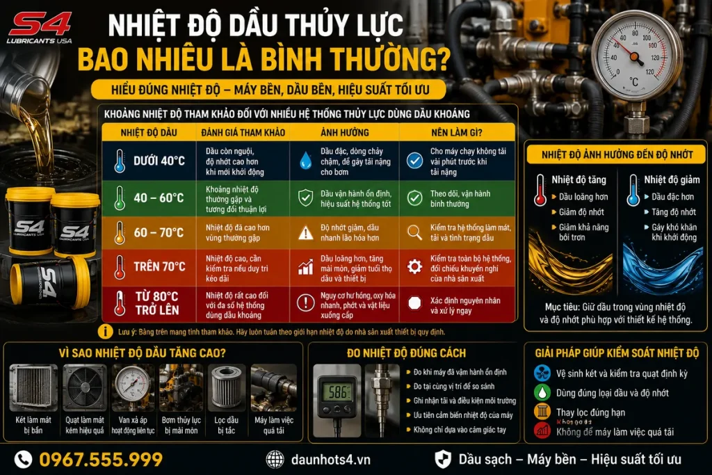 Ảnh hưởng của nhiệt độ đến độ nhớt dầu thủy lực