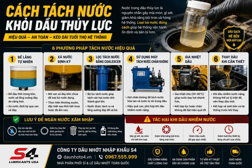 Cách tách nước khỏi dầu thủy lực hiệu quả
