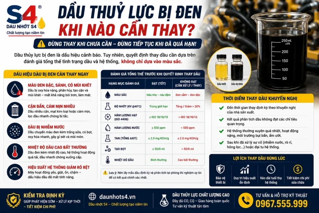 Dầu thủy lực bị đen khi nào cần thay dầu