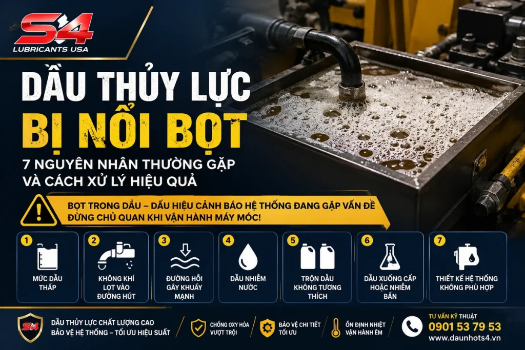 Dầu thủy lực bị nổi bọt và 7 nguyên nhân thường gặp