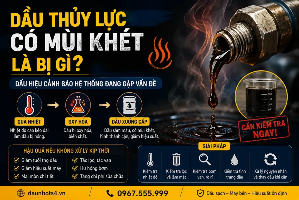 Dầu thủy lực có mùi khét là bị gì và nguyên nhân