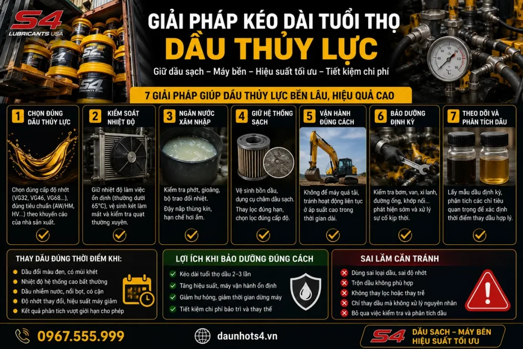 Giải pháp kéo dài tuổi thọ dầu thủy lực