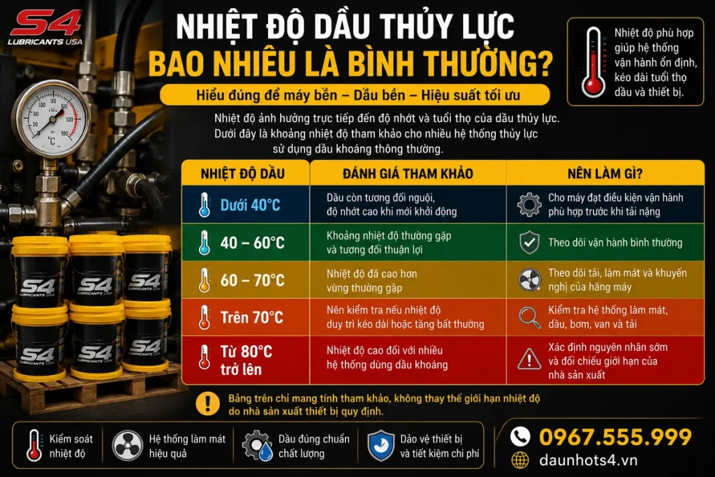 Nhiệt độ dầu thủy lực bao nhiêu là bình thường