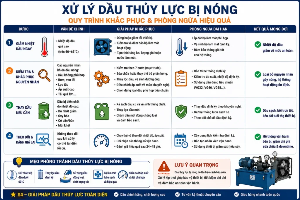 Cách xử lý dầu thủy lực bị nóng và phòng ngừa quá nhiệt