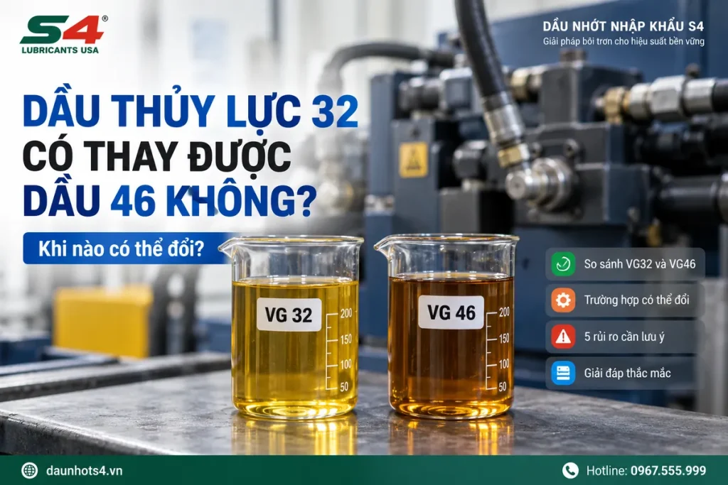 Dầu thủy lực 32 có thay được dầu 46 không
