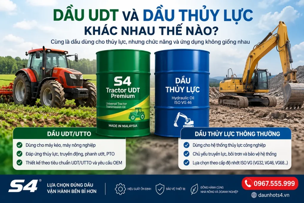 Dầu UDT và dầu thủy lực khác nhau thế nào