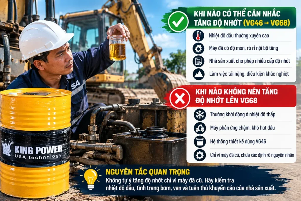 Khi nào nên tăng độ nhớt dầu thủy lực cho máy cũ