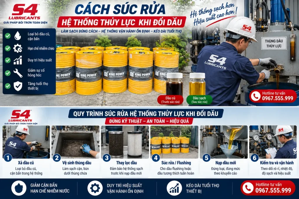 Quy trình súc rửa hệ thống thủy lực khi đổi dầu
