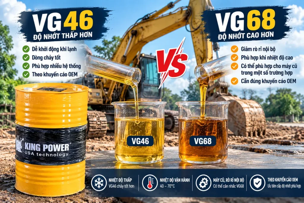 So sánh dầu thủy lực VG46 và VG68 cho máy cũTitle: So sánh dầu thủy lực VG46 và VG68 cho máy cũ