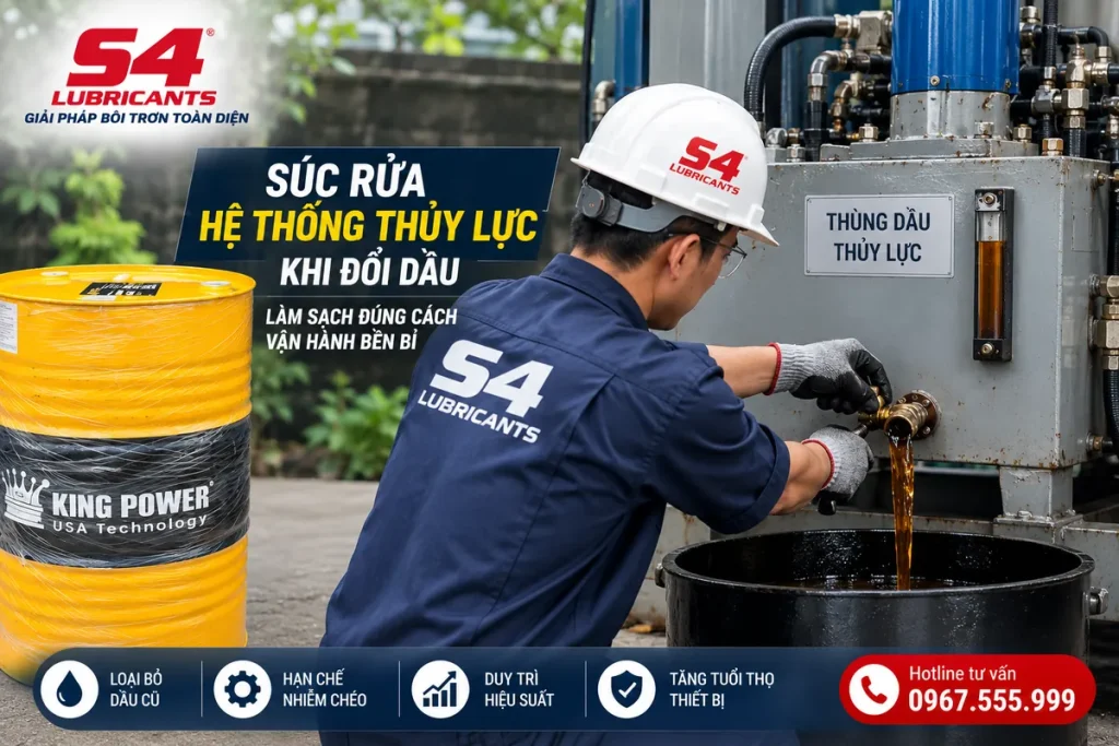 Súc rửa hệ thống thủy lực khi đổi dầu