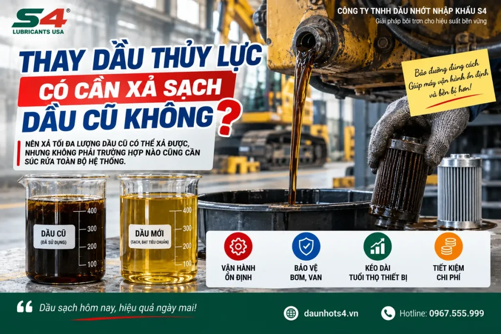 Thay dầu thủy lực có cần xả sạch dầu cũ không