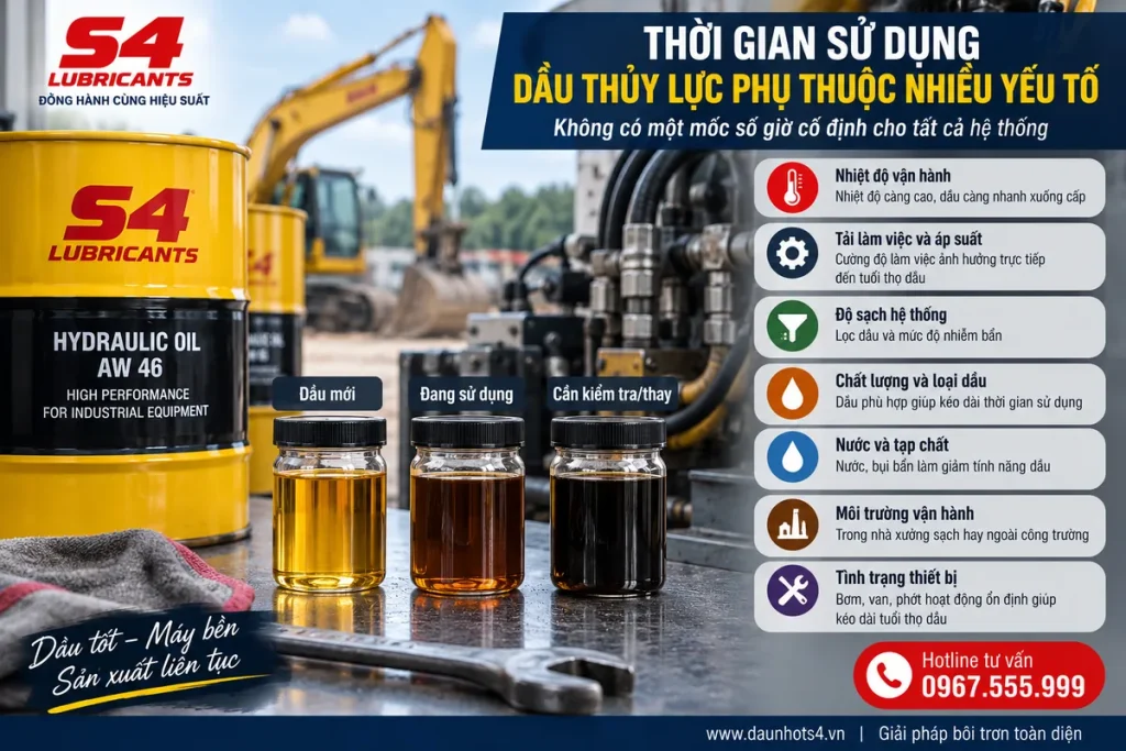 Thời gian sử dụng dầu thủy lực
