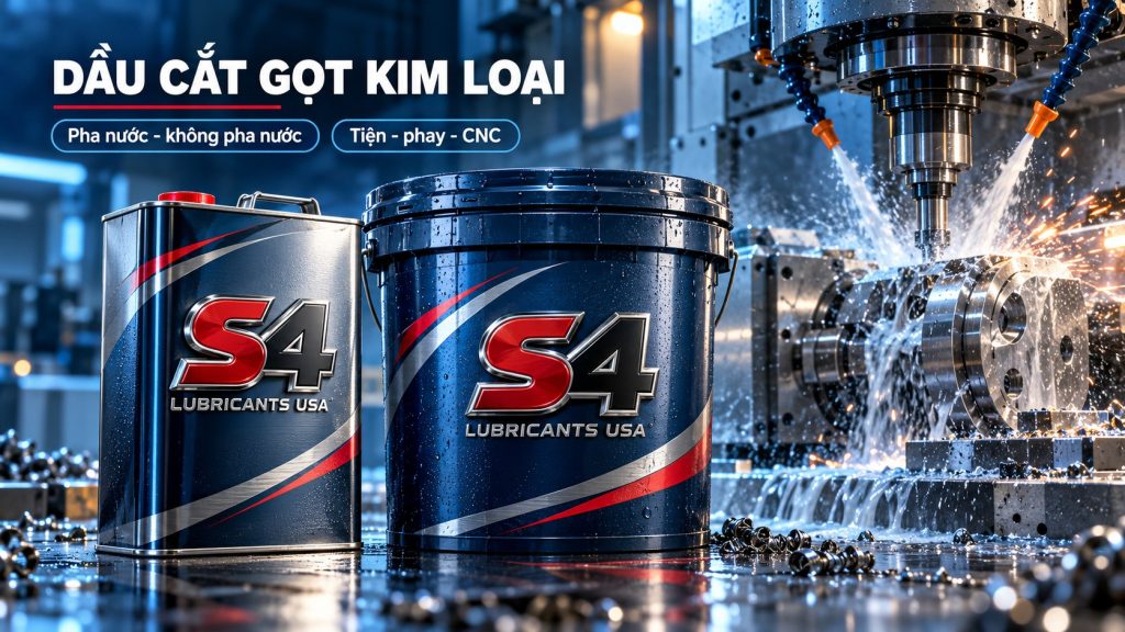 Dầu cắt gọt kim loại S4 cho máy CNC, tiện phay, pha nước và không pha nước