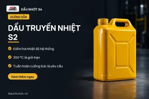Dầu Truyền Nhiệt S2: Can nhựa màu vàng đặt trên bề mặt tối, không có chữ hoặc ký tự nào.