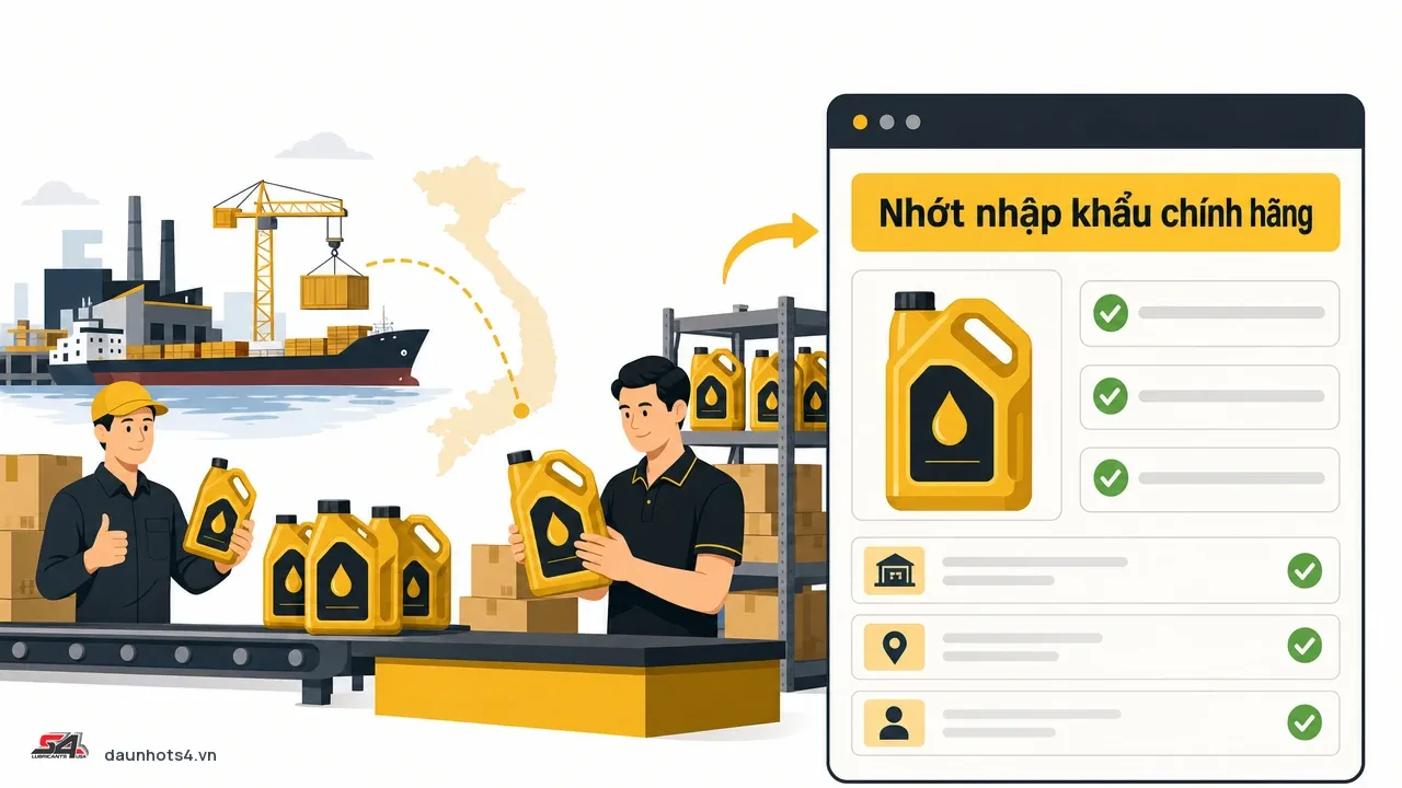 Nhớt nhập khẩu chính hãng là gì, vì sao giá không cố định